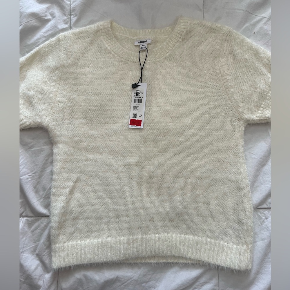 Soft Fuzzy White Short Sleeve